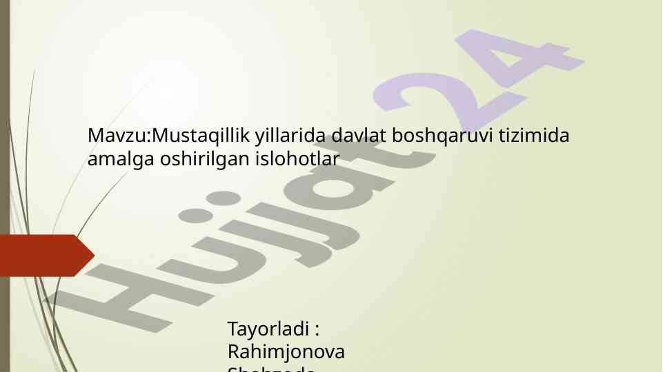 Davlat boshqaruvi tizimida islohotlar tahlili