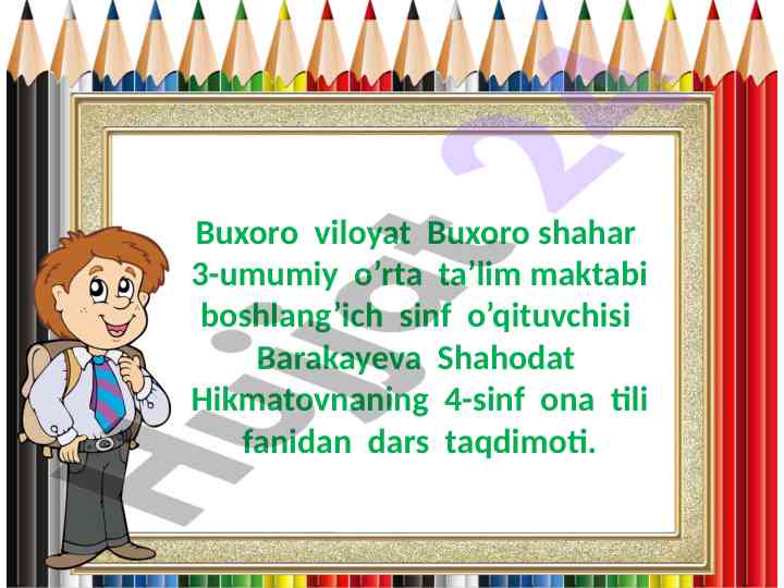 Ona tili dars taqdimoti buxoro 4-sinf uchun