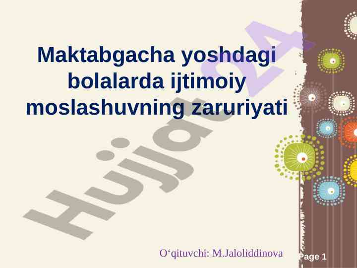 Ijtimoiy moslashuv maktabgacha yoshdagi bolalarda