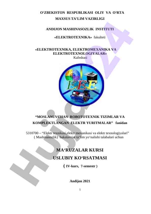 Elektrotexnika uslubiy ko‘rsatmalari talabalar uchun