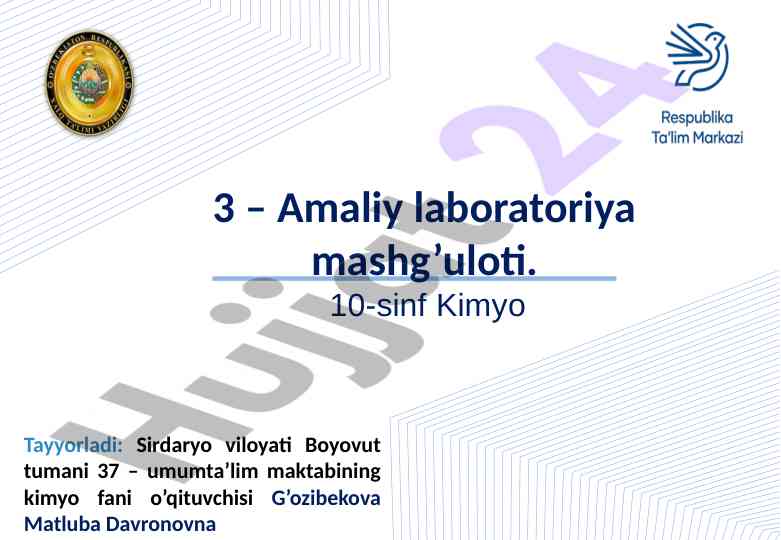 Amaliy kimyo laboratoriya mashg'ulotlari