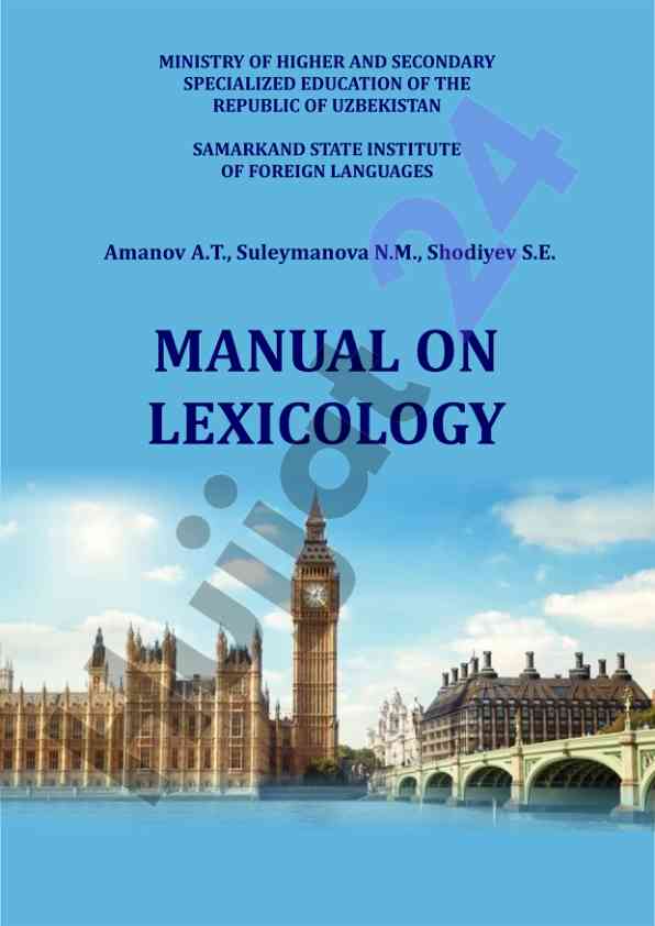 Manual on lexicology for english language students