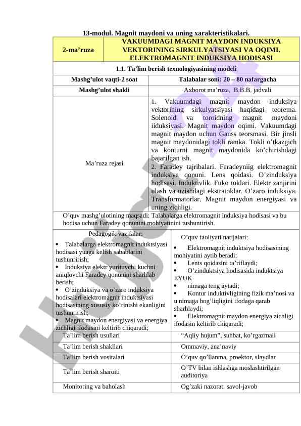 Magnit maydoni va uning xarakteristikalari