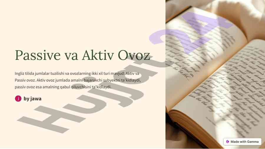 Aktiv va passiv ovoz ingliz tilida o'zaro farqlar