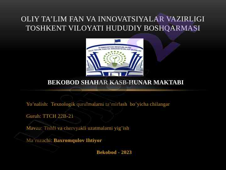 Tishli va chervyakli uzatmalarni yig’ish
