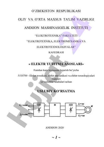 Elektr yuritma asoslari fanidan kurs loyihasi