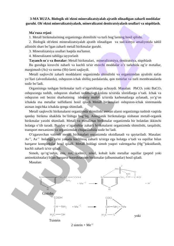 Biologik ob'ektni mineralizatsiyalab ajratish usullari