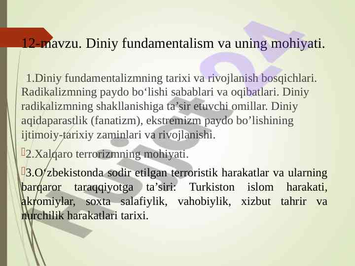 Diniy fundamentalizm va uning mohiyati