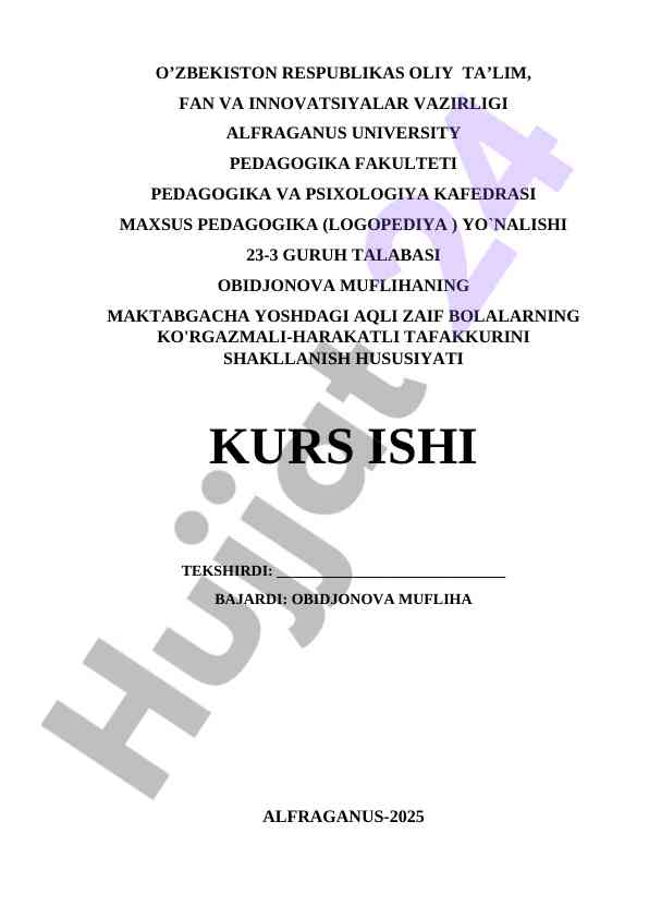 Aqli zaif bolalarning ko'rgazmali-harakatli tafakkuri