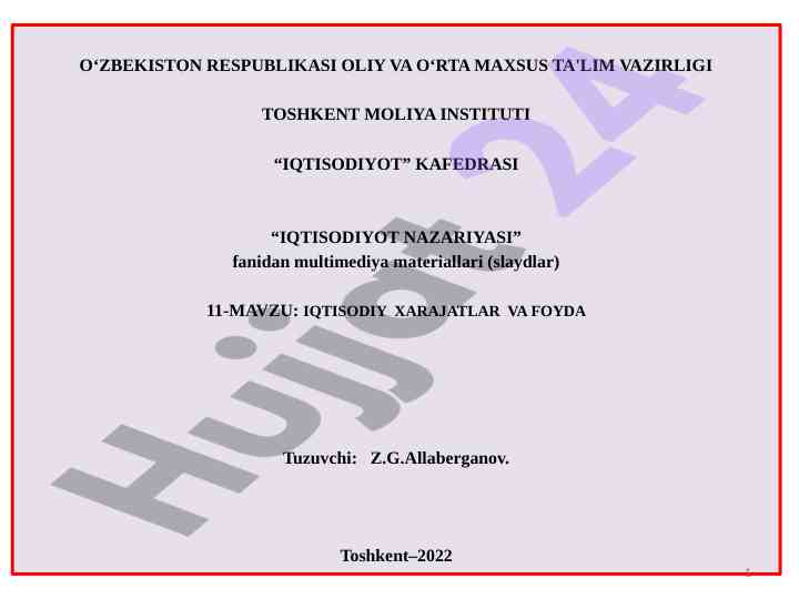 Iqtisodiy xarajatlar va foyda multimediya materiallari