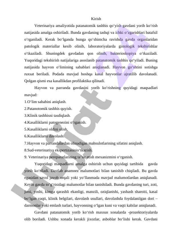 Veterinariya amaliyotida patanatomik tashhis