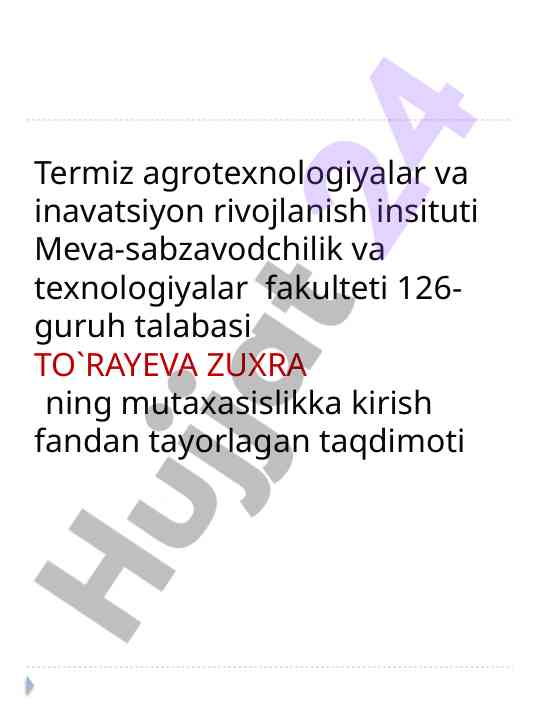 Qishloq xo‘jalik mahsulotlarini saqlash va qayta ishlash
