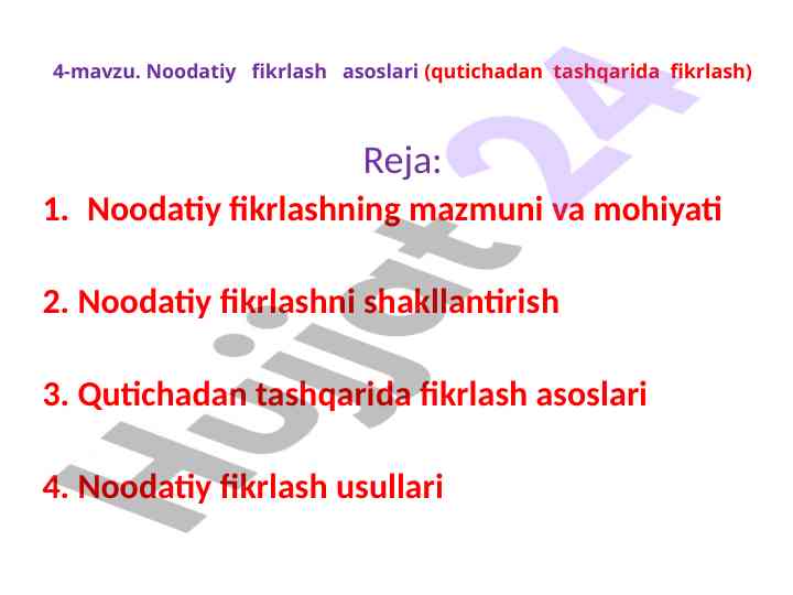 Noodatiy fikrlash asoslari va usullari