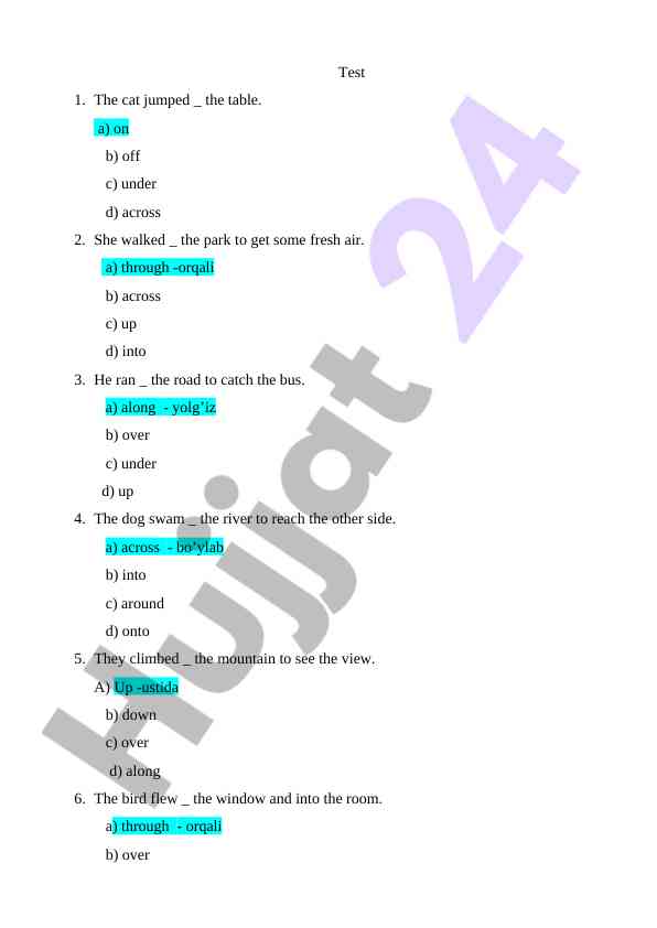 English prepositions and usage in sentences