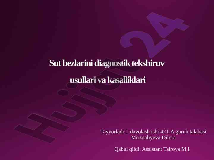Sut bezlarini diagnostik tekshiruv usullari