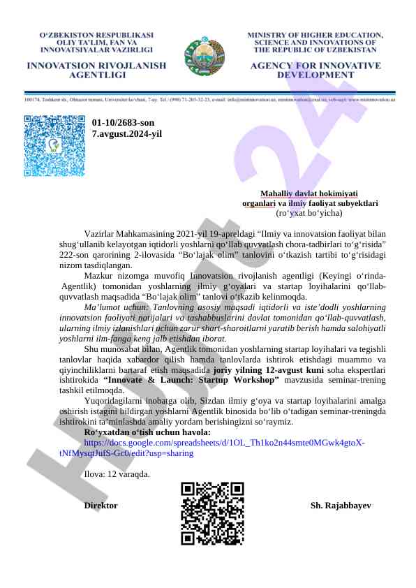 Bo'lajak olim tanlovi: innovatsion faoliyat tashabbuslari