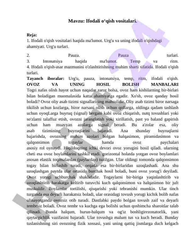 Ifodali o'qish vositalari haqida ma'lumot
