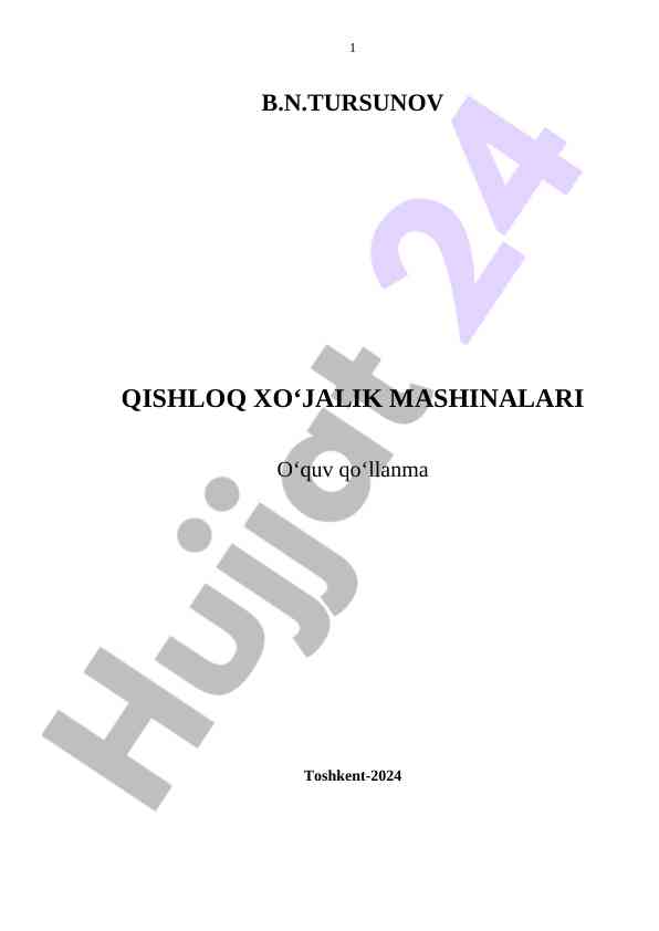 Qishloq xo‘jalik mashinalari o‘quv qo‘llanma