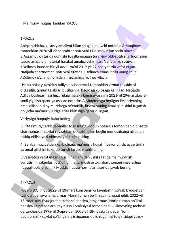 Notarial harakatlar va ularning huquqiy bahosi