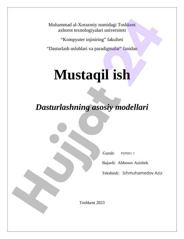 Dasturlash uslublari va paradigmalari tahlili