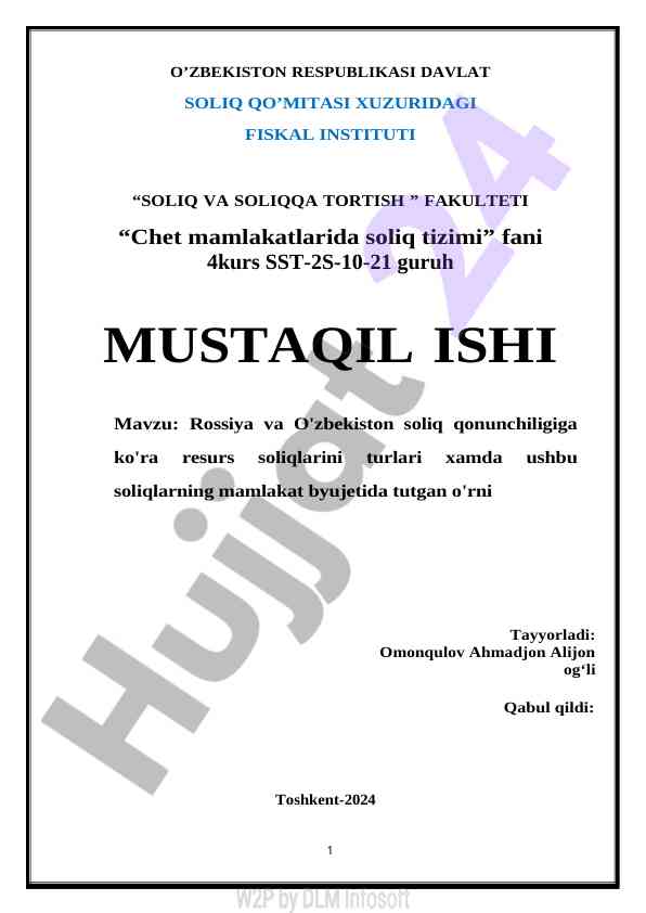 Chet mamlakatlarida soliq tizimi tajribasi