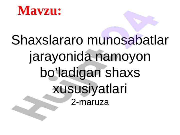 Shaxs xususiyatlari va diskriminatsiya taqdimoti