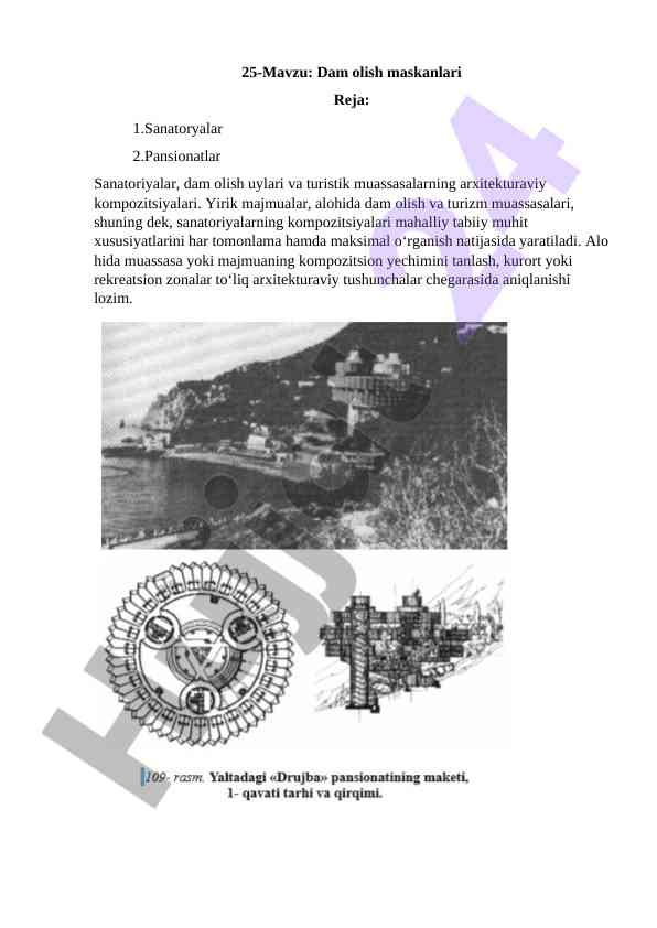 Dam olish maskanlari arxitekturasi va kompozitsiyalari