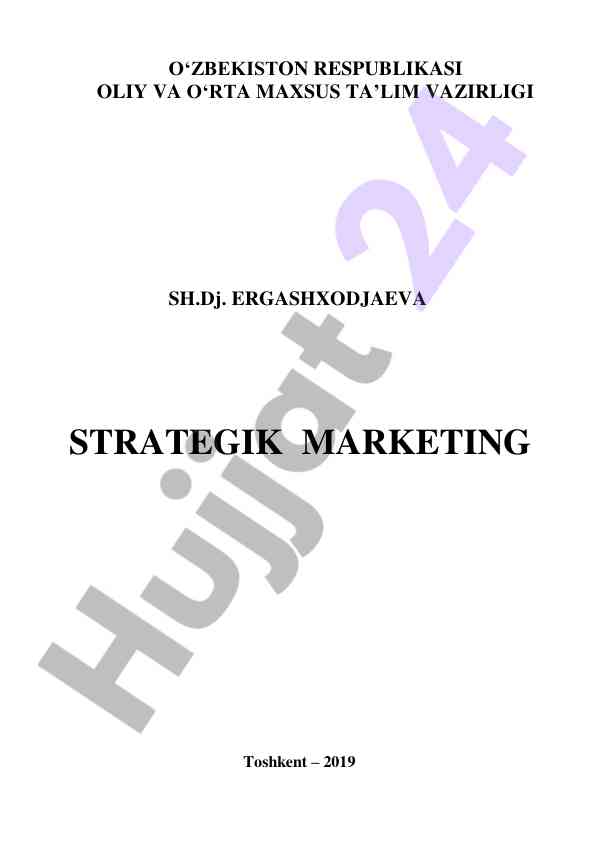 Strategik marketing darslik bilan qoplangan