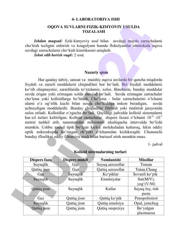 Oqova suvlarning fizik-kimyoviy tahlili