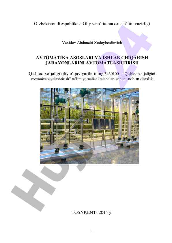 Avtomatika asoslari va ishlab chiqarish jarayonlari