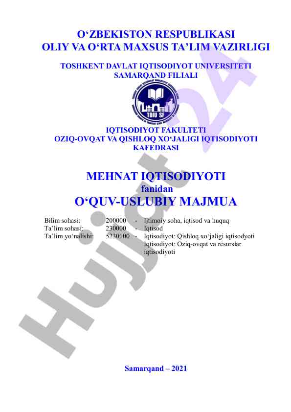 Oziq-ovqat va qishloq xo‘jaligi iqtisodiyoti uslublari