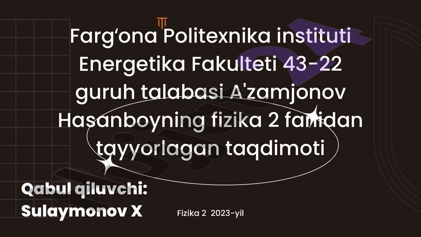 Induksiya va induktivlik taqdimoti