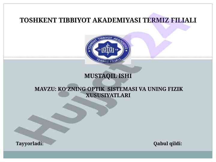 Ko'zni optik sistemasining fizik xususiyatlari
