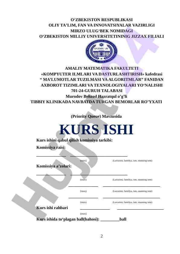 Kurs ishida axborot tizimlari va texnologiyalari