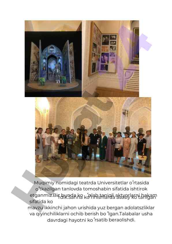 Universitetlar o'rtasida tanlov va teatr kirishlari