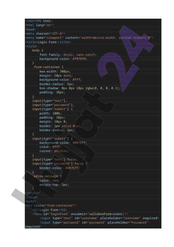 User authentication login form guide