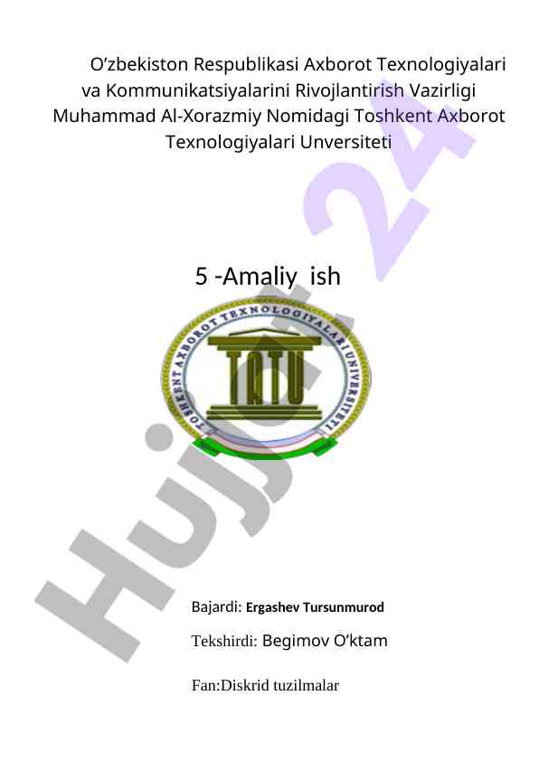 Diskrid tuzilmalar amaliy ish kui tugatish