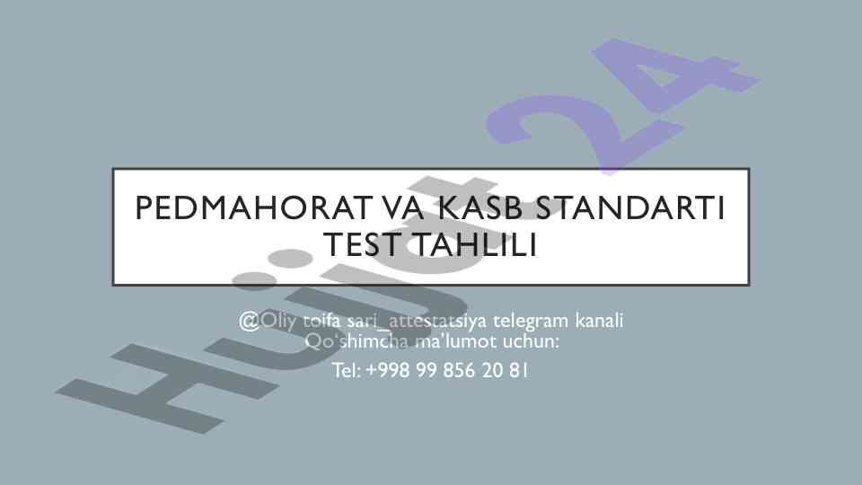 Kasb standarti test tahlili oliy toifa sari