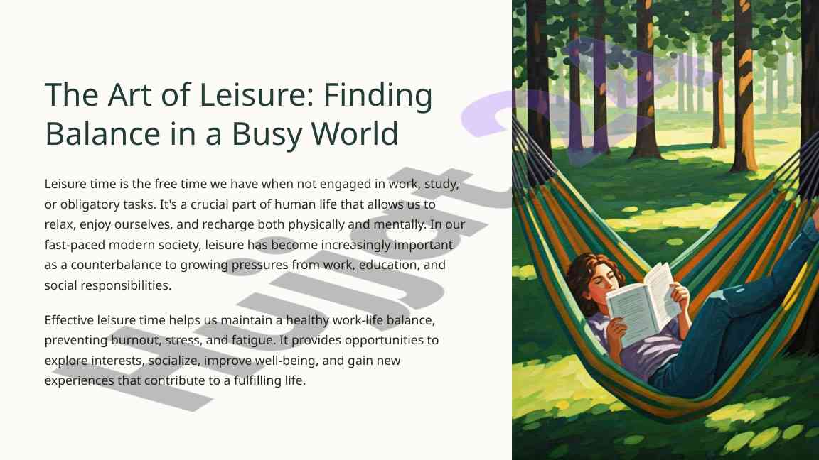 The art of leisure and its importance in modern life