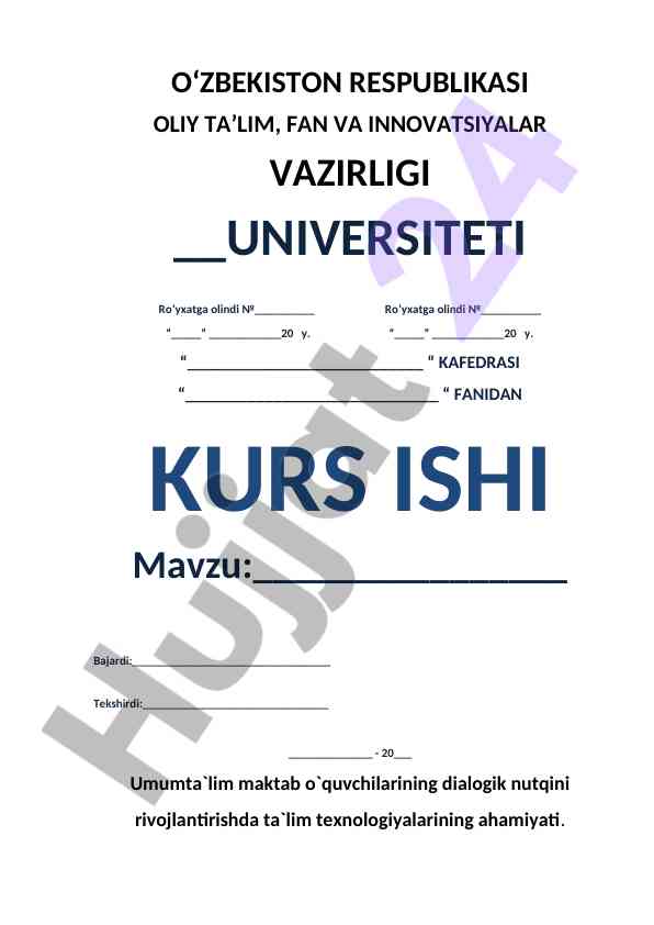 Umumta'lim Maktab O'quvchilarining Dialogik Nutqini Rivojlantirish