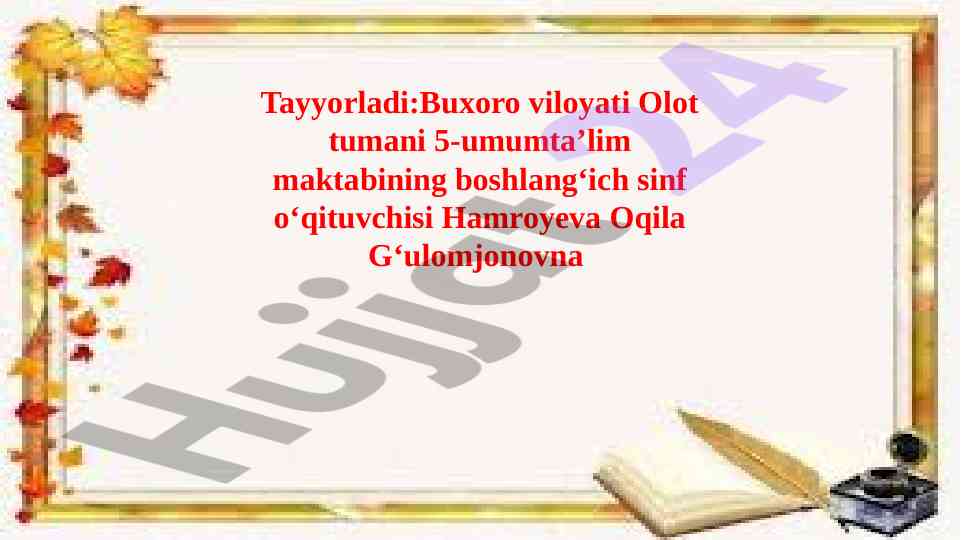 Ona tili mavzusida mashq va uyga vazifa