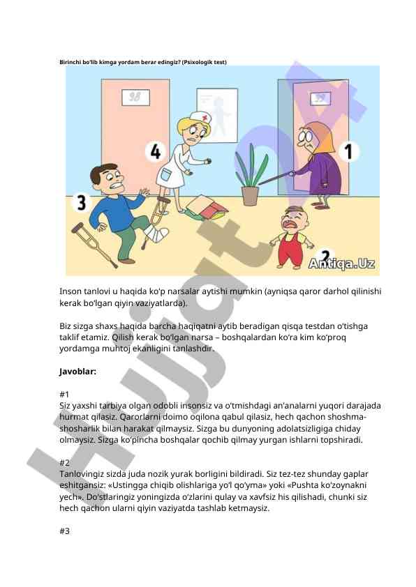 Psixologik testlar bilan inson tanlovlari