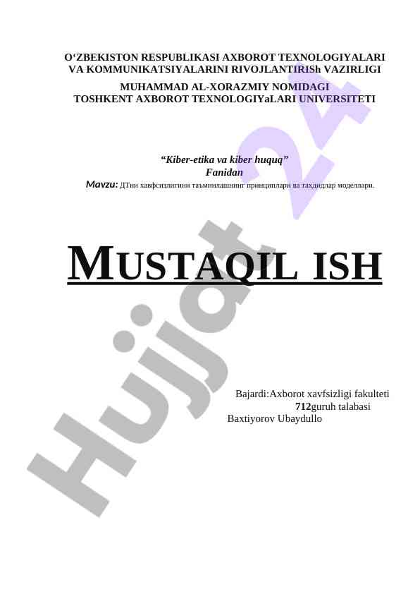 Kiber-etika va kiber huquq mavzusi doirasida