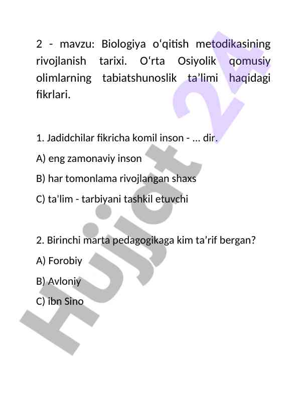 Biologiya o'qitish metodikasi rivojlanish tarixi