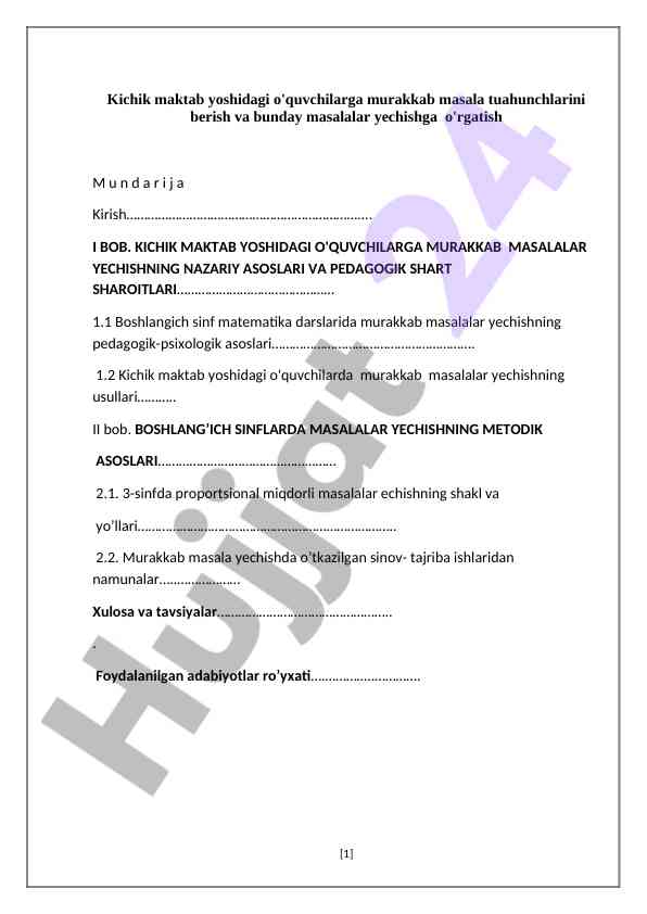 Kichik Maktab O'quvchilari Uchun Murakkab Masalalar