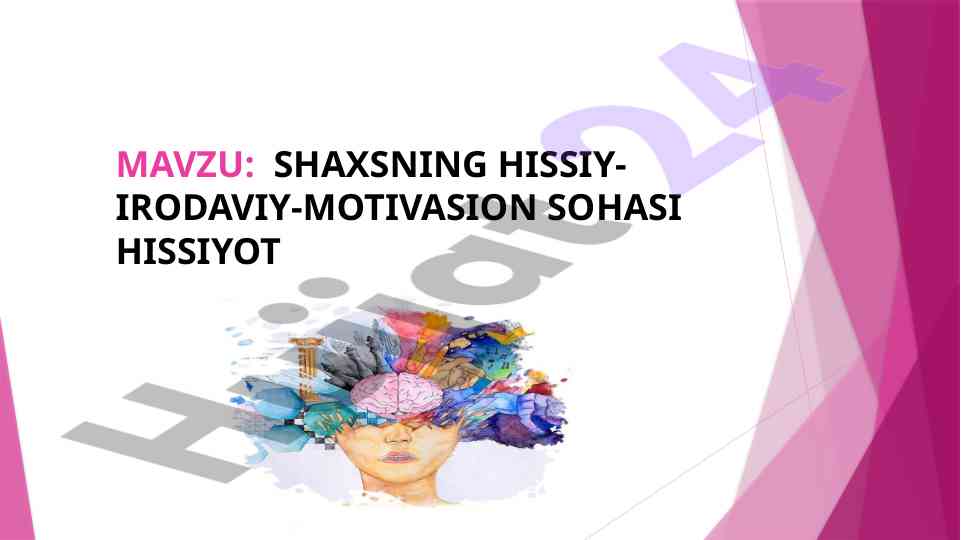 Shaxsning hissiy-irodaviy motivasiya sohasi