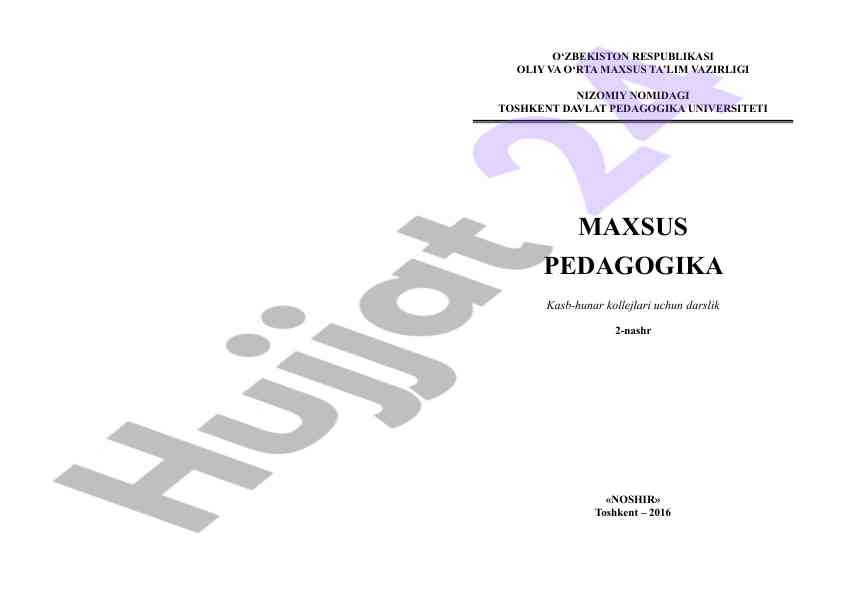 Maxsus pedagogika darslik 2-nashr 2016