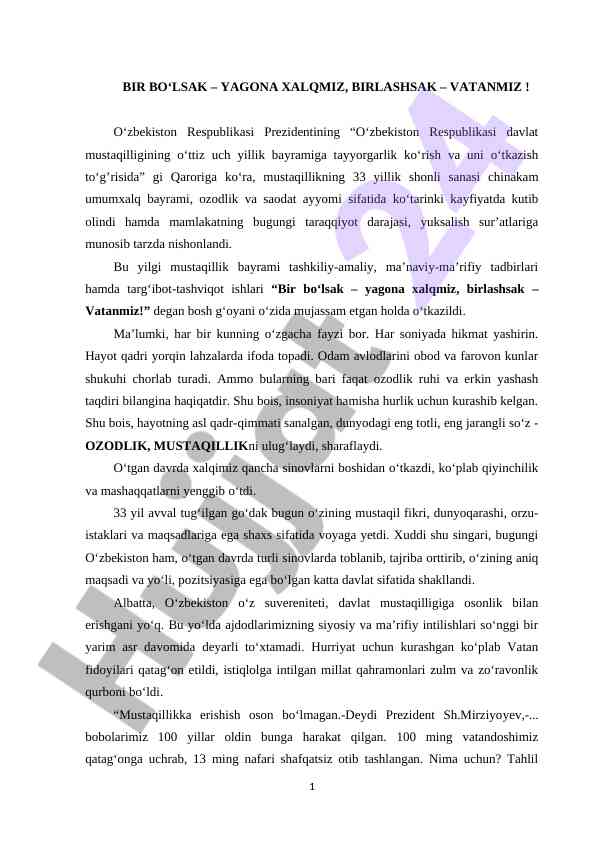 Mustaqillik bayrami va uning ahamiyati 2023