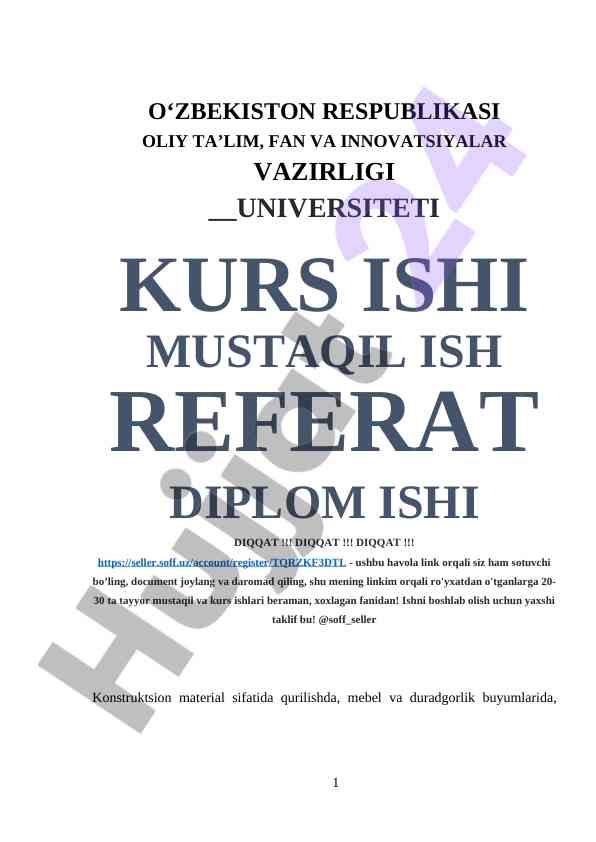 Konstruktsion materiallar va ularning qo‘llanilishi