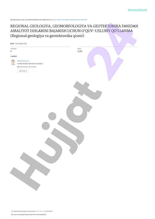 Regional geologiya va geotektonika amaliyot qoʻllanmasi
